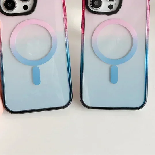 MagSafe Acrylic Gradient Color Phone Case Cover for iPhone 12 13 14 15 Pro Max Case for iPhone 15 ProMax