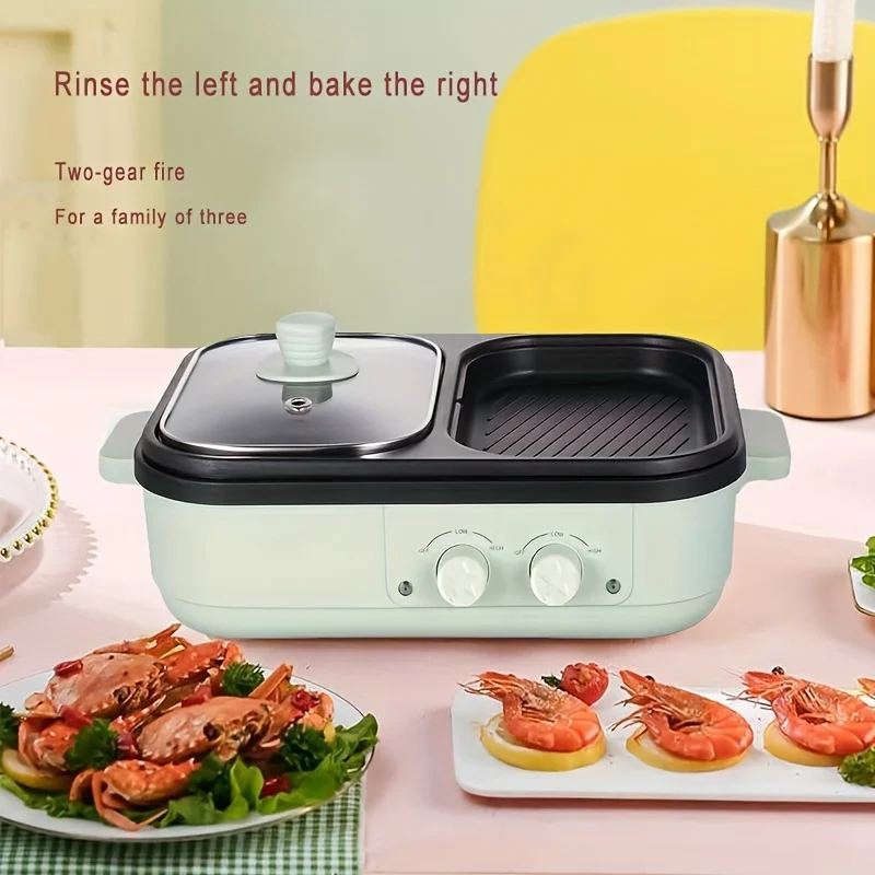 non stick frying pan iron pan Multifunctional Electric Hot Pot with Non-Stick Coating and Easy Cleaning - Perfect for Frying, Baking, Barbecuing, and More!