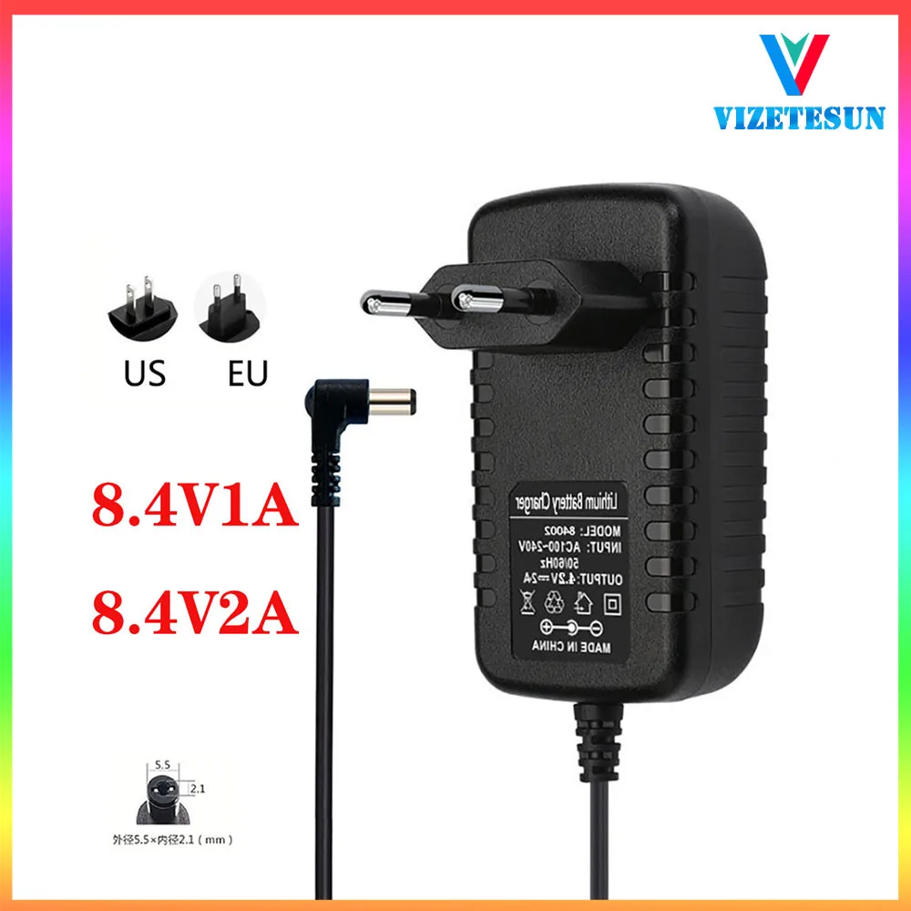 

AC 100-240V DC 8.4V 1A 1000ma 2A 2000MA Adapter Power Supply Charger for 2S 18650 Li-ion Lithium Battery Pack