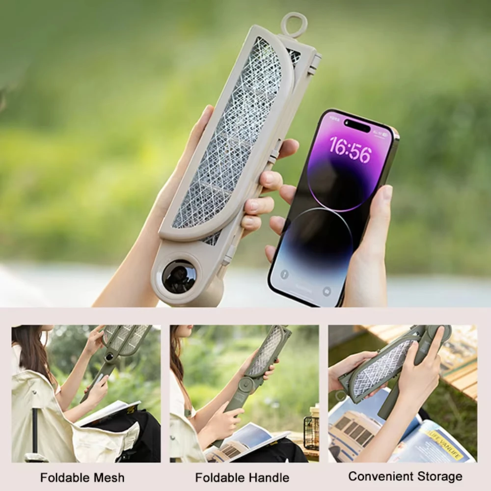 Portable Electric Mosquito Killer Fly Swatter Trap Rechargeable Mosquito Racket Insect Killer with UV Light Foldable Bug Zapper