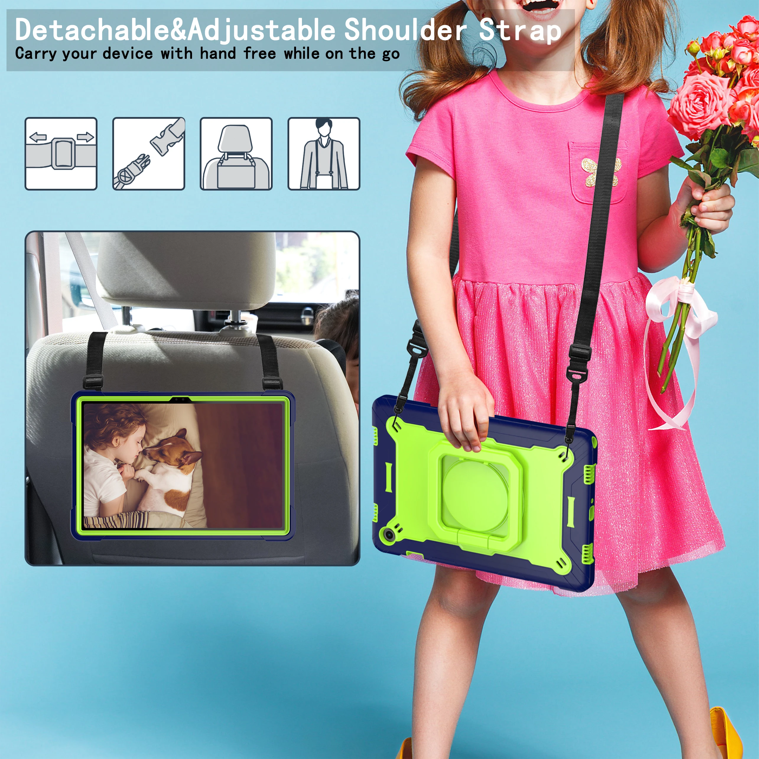 Kids Tablet Case with 360° Rotating Stand and Protective Shell