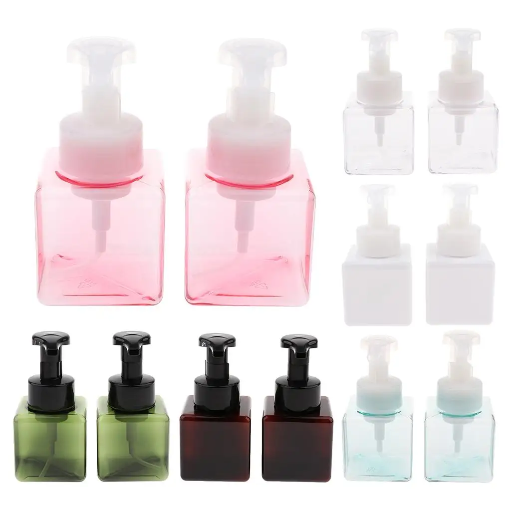 사각형 플라스틱 거품 비누 디스펜서, 거품 병, 펌프 포함, 250ml, 2 개