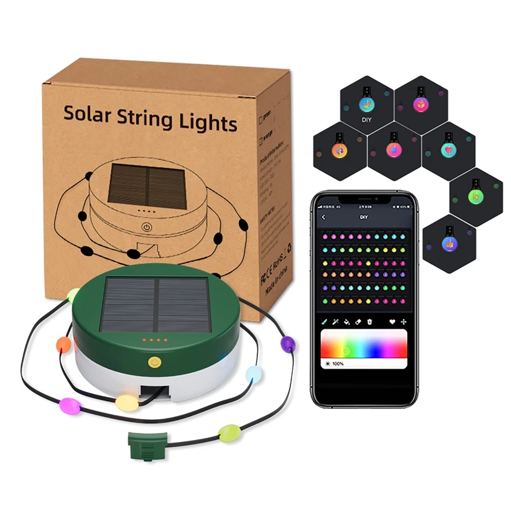 

LED Solar String Lights Solar / Type-C Charge App Control Outdoor Solar Storage Emergency Charging Camping Tent Atmosphere Light