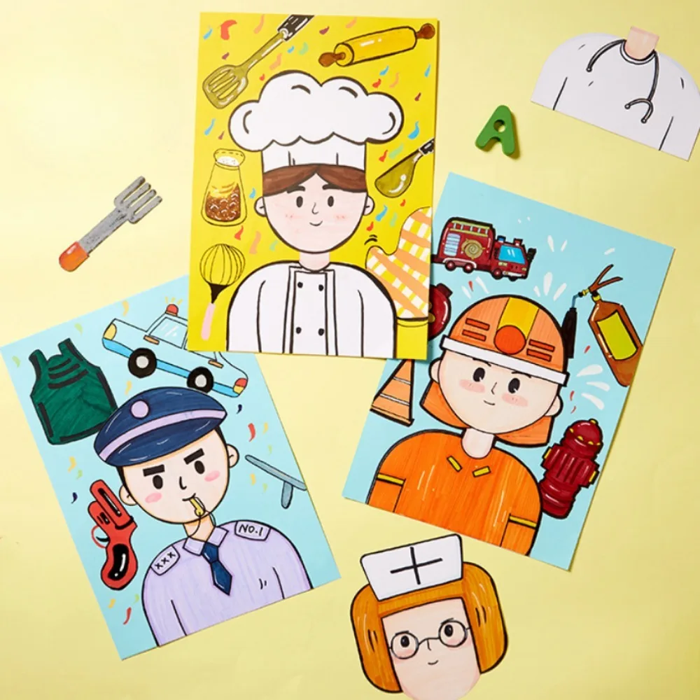 

Funny Small Occupations Art Craft Toy Diy Children's Kindergarten Graffiti Painting Toys Self Made Material Package Toy Gifts