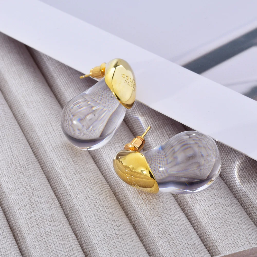 Transparent Water Drop Earrings for Women Gold Plated Elegant Modern Fashion Design Earrings Party Jewelry Gifts waterdrop earrings