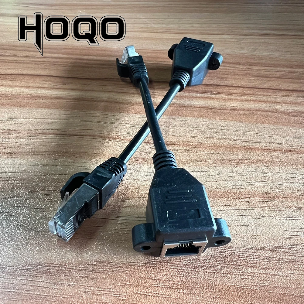 짧은 나사 패널 마운트 이더넷 RJ45 익스텐션 케이블, RJ45 Cat5 수-암 m/f 이더넷 네트워크 코드, 15cm