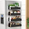 1PC magnetic storage rack with hooks for household kitchen refrigerator washing machine side hanging storage rack ﻿ 1