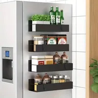 1PC magnetic storage rack with hooks for household kitchen refrigerator washing machine side hanging storage rack ﻿ 1