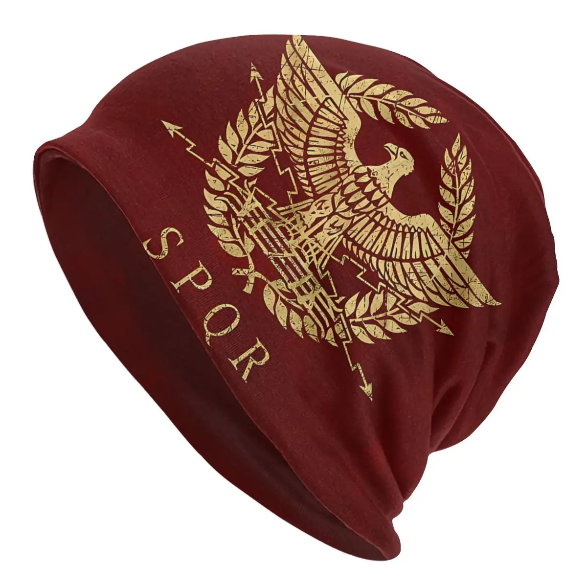 

Ancient Roman Empire Skullies Beanies Outdoor Hats Emblem Vintage Gold Thin Bonnet Hipster Caps Men Women's Earmuffs