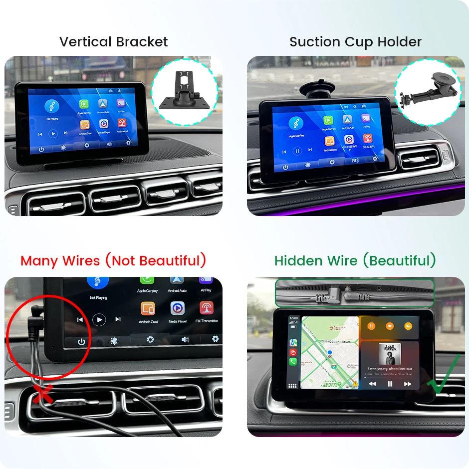 GreenYi WiFi  Apple Carplay ȵ̵ Auto 7 Ǯ HD ޴  Ƽ̵  (ĸ ī޶ )