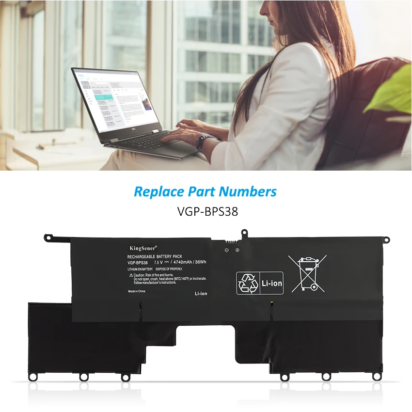 Kingsener-bateria do Portátil para Sony Vaio Pro11 Pro13 Svp1321bpxb Svp13216pg Svp132a1cm Svp11217scs Bps38 7.5v 4740mah - Imagem 4