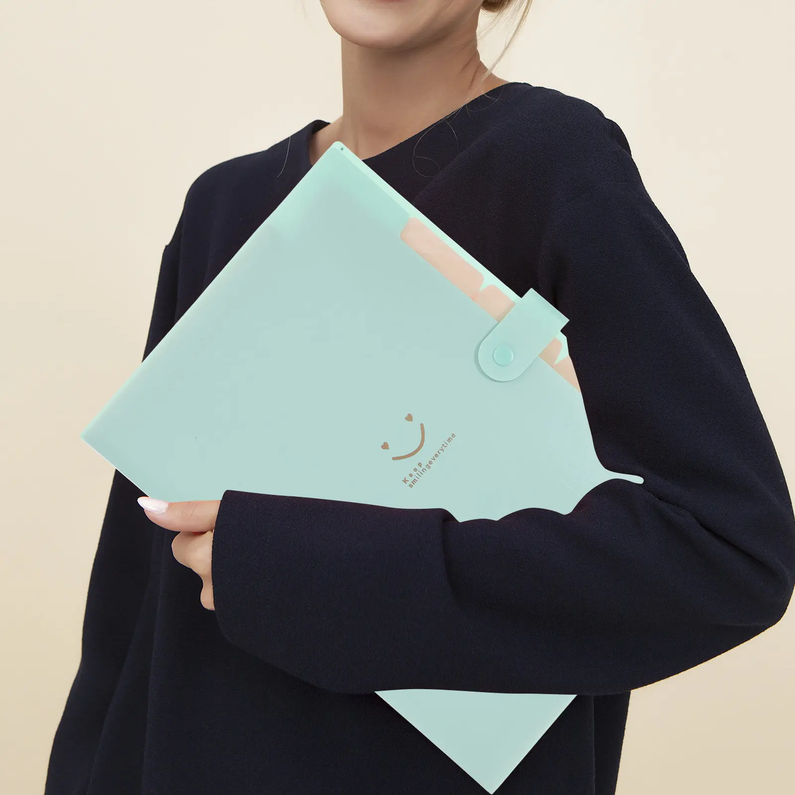 5포켓 플라스틱 파일 폴더 스냅 잠금식 정리함 A4 레터 사이즈 문서 보관함 가정 사무실 학교용