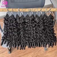 de au crochet 100% cheveux huains, type plume, 12A, bouclés , noir naturel, pré-séparées 2