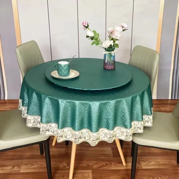 2024 New Chinese style round tablecloth oil-proof, wash-free and scalding-proof cloth for home use