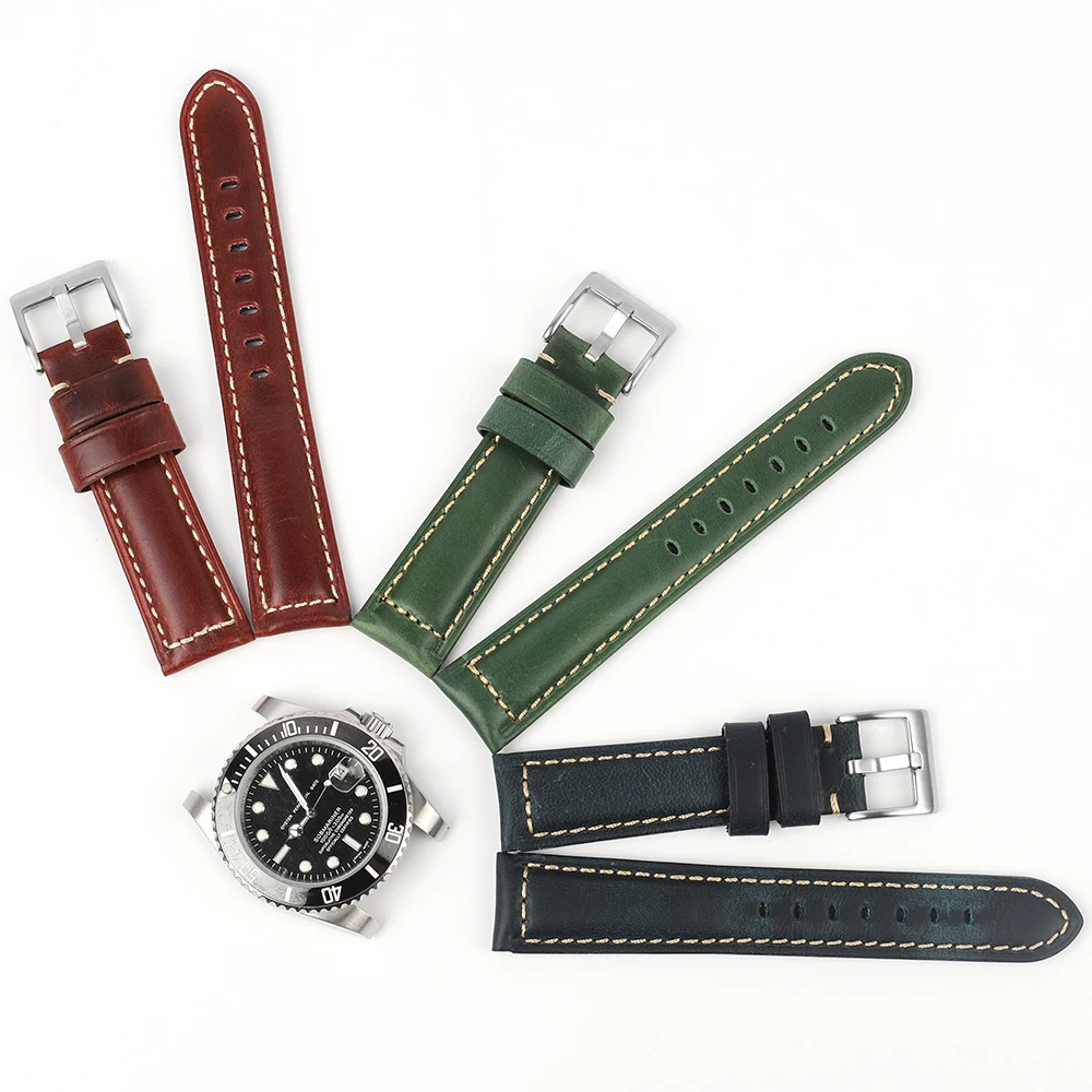 Onthelevel Genuine Leather Watchbadns 18mm 20mm 22mm 24mm Dark Blue Woemn Men Cowhide Watch Band Strap Watch Accessories