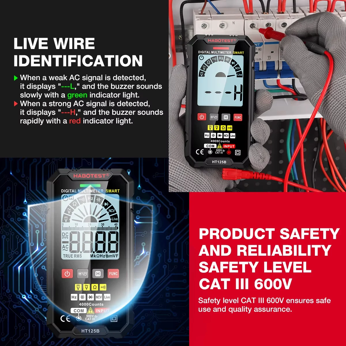 Digital Multimeter Tester Voltage Meter HABOTEST HT125