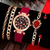 5Pcs Set Fashion Heart Bracelet Set Ladies Elegant Dress Clock Luxury Casual Simple Watches for Women Montre Femme 1