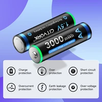 CITYORK 1.5V AA Li ion Rechargeable Battery 3000mWh 1.5 V AA Lithium ion Rechargeable Batteries With1.5V AA AAA Battery Charger 2
