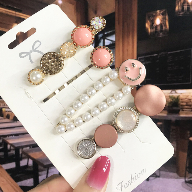 Pearl Crystal Acrylic Hair Clips Set for Women Retro Geometric Barrettes Hairpin Girl Hair Accessories Fashion Jewelry