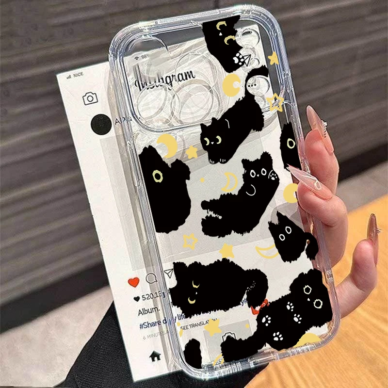 Lovely Black Cat Clear Phone Case - Creative Cover