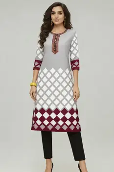 Muslim Women's Kurtta Casual Fashion Dress Straight Tube Casual Ethnic Slit hem Muslim Fashion Abito Donna Turkish Abaya