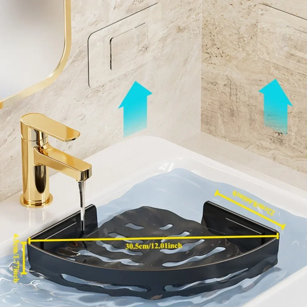 New 2/1 PCS Adhensive Bathroom Shampoo Holder Shower Caddy Shelves Storage No Drill Shelf Corner Towel Shelves For 3