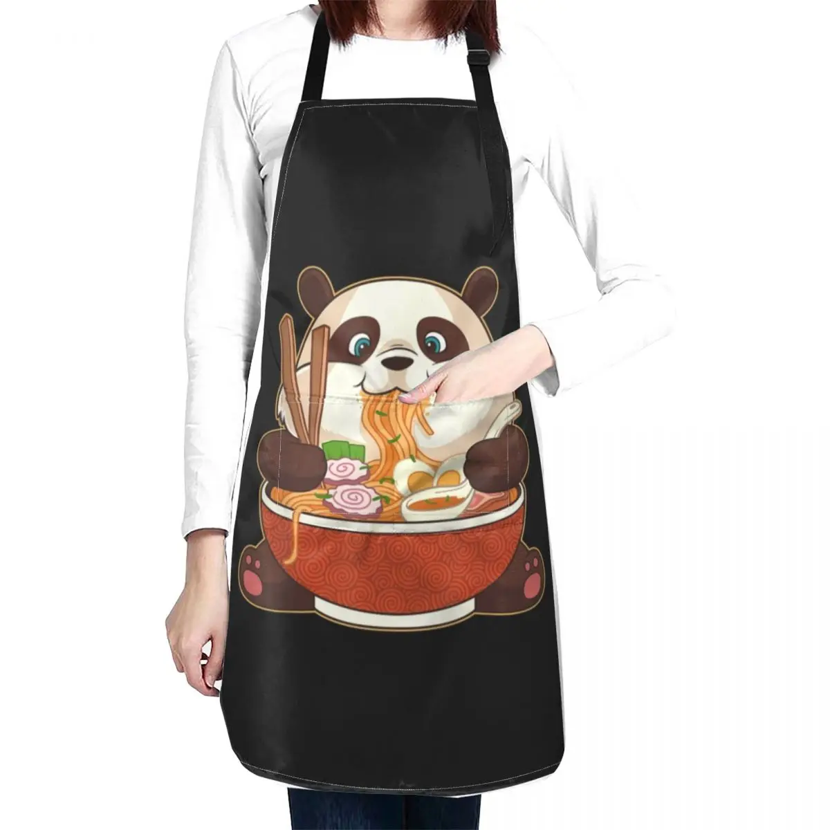 

Kawaii Cute Anime Panda Otaku Japanese Ramen Noodles Gift Apron Kitchen Tools Women's Dress