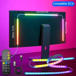 RGBIC LED Gaming Strip Light for Computer Monitor Backlight - USB - Powered Atmosphere Decor Lamp (For 32 inch monitor)