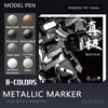 8 Colors Set Metallic Marker Pen 1mm DIY Reflective Paint Pen Permanent Gold SILVER Marker Touch Up, Model Painting, Marking 1