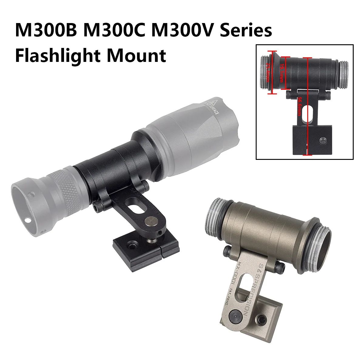Weapon Flashlight Mount Tactical SureFire M300 M300B M300C M300V Light Series ARC Helmet Mount MICH2000 Fast Helmet Side Guide Rail 12