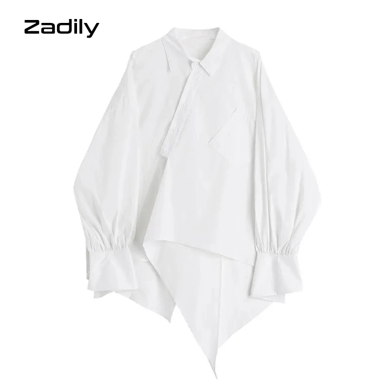 

Y2K Oversize Streetwear Puff Long Sleeve Shirt Women 2022 Spring Solid Color irregular Button Up Ladies Shirts Blouse Loose Tops