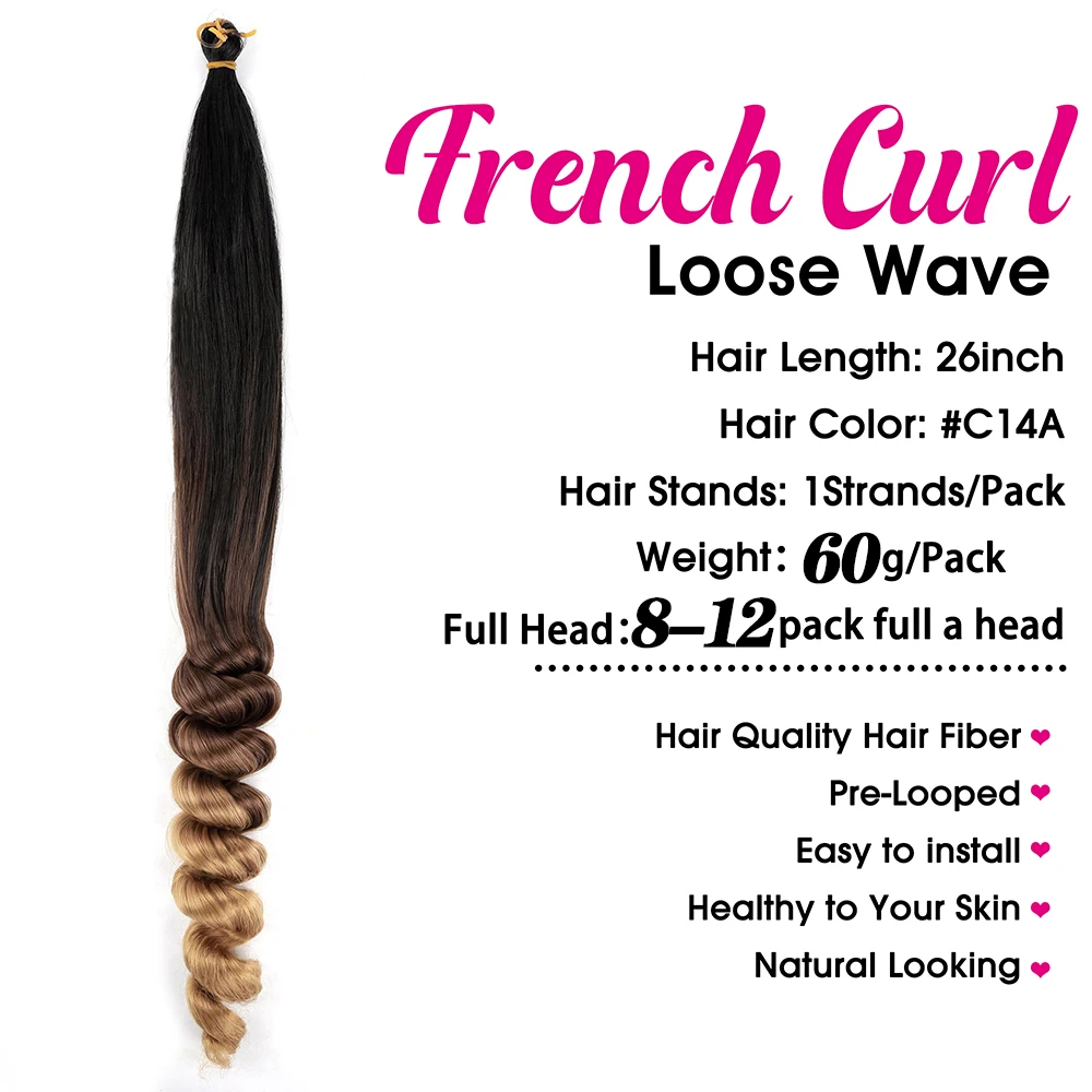French Curls Braiding Hair 24Inch Synthetic Spiral Curls Braids Hair Extensions For Women Pre Stretched Loose Wave Braiding Hair 4