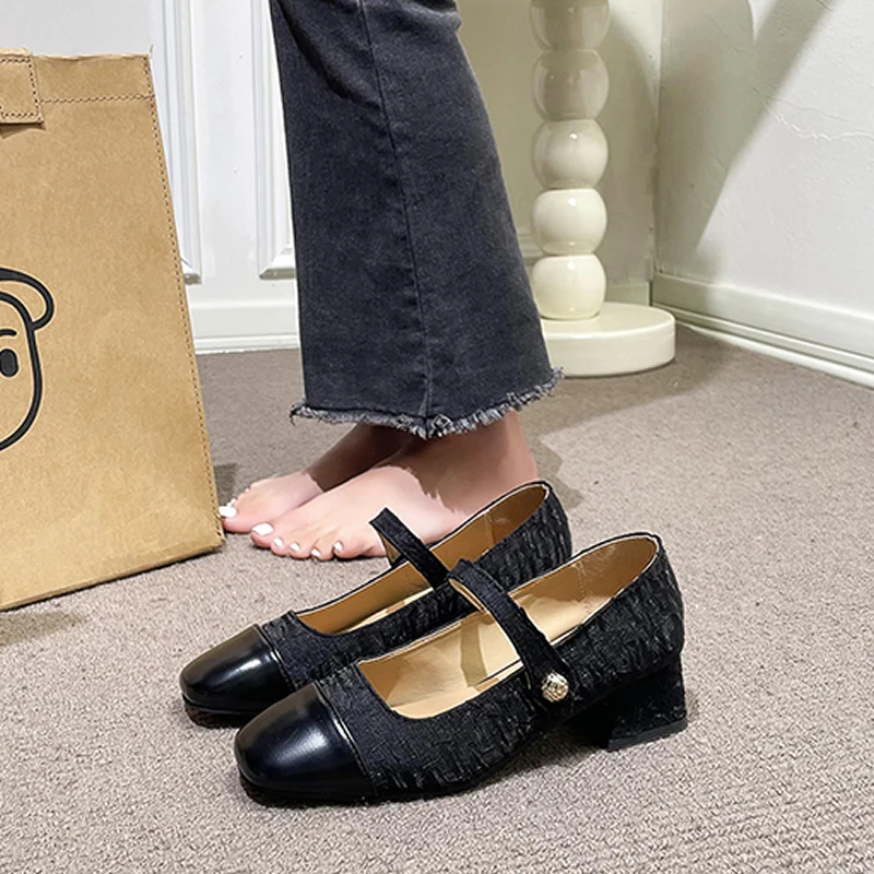New French Mary Jane Shoes In Spring 2024 Casual Fashion Women's Shoes with Skirt Temperament Single Shoes Medium and Low Heels