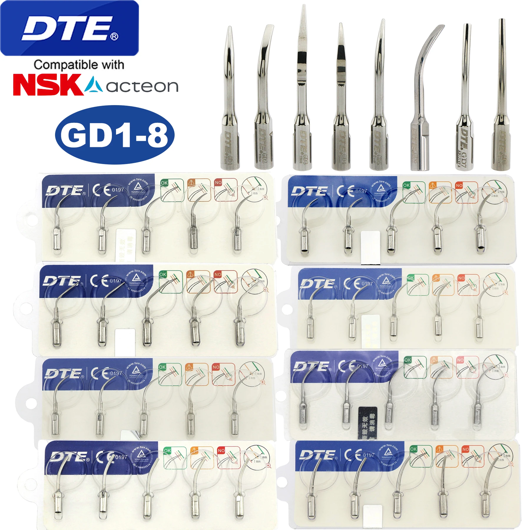 

Woodpecker DTE Dental Tips Ultrasonic Scaler Tips Scaling Tips GD Fit NSK SATELEC Ultrasonic Scaler Handpiece