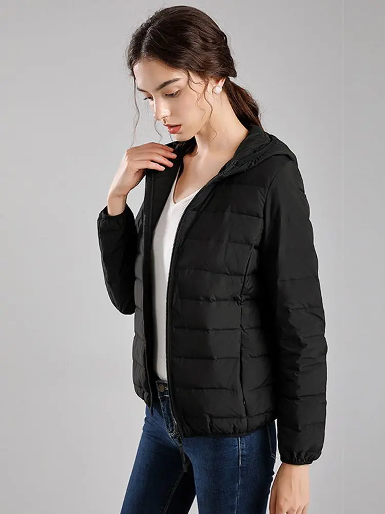 2023 New Seamless Down Jackets Women Autumn Winter Hooded Windproof Fluffy Duck Down Coat Female Warm Parkas Chaqueta Mujer