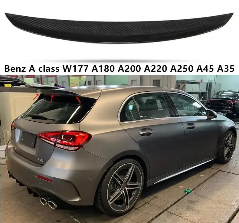 

Спойлер для Mercedes-Benz A class W177, A180, A200, A220, A250, A45, A35, 2019-2022, заднее крыло, задний хвост, искусственная краска из АБС-пластика, карбон