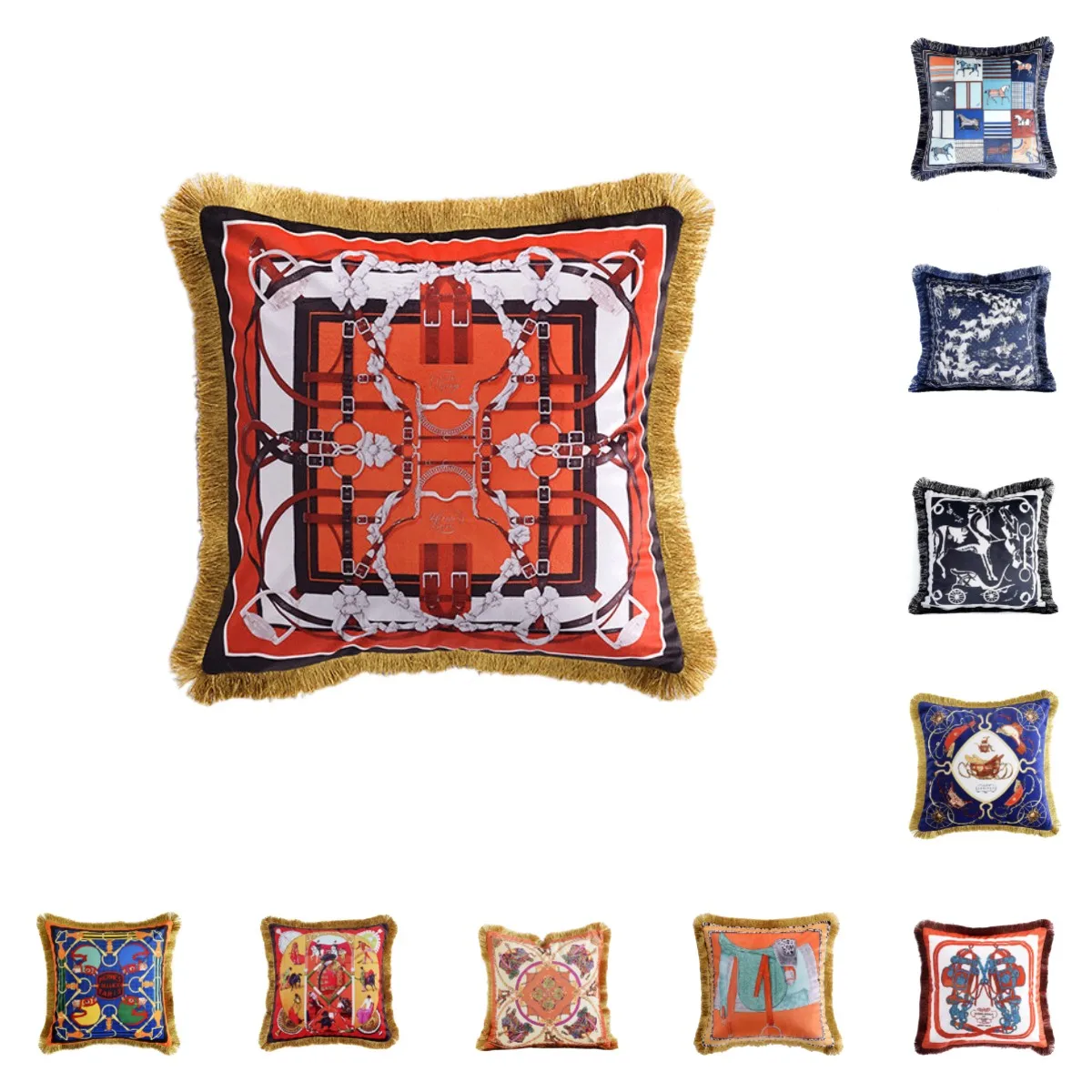 Decorative Cushions for Living Room Dakimakura Luxury Pillowcase Decor Cushion Covers 45*45 CAR Tassel Plaid Pillow Cover H Body