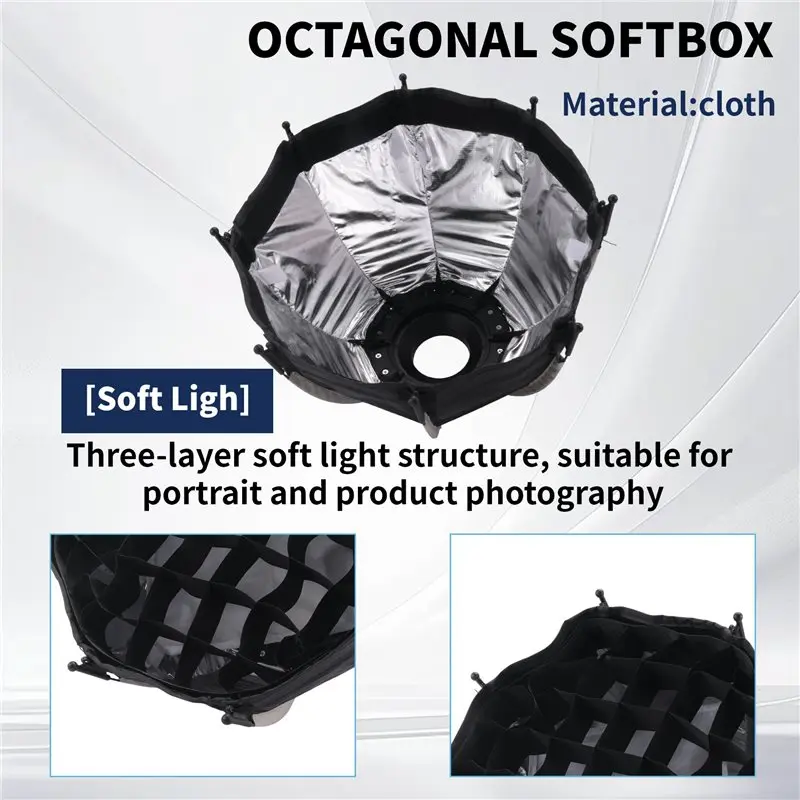 ABKI-30Cm 팔각형 소프트박스 미니 보웬스 마운트 퀵 릴리즈 허니콤 그리드 소프트박스 ZU60 또는 M60 COB 필 라이트 스튜디오용