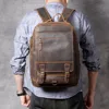 S.WORKER Vintage Genuine Leather Backpack Laptop Bag Crazy-horse Leather School Bag Outdoor Travel Weekender Shoulder Bag 2