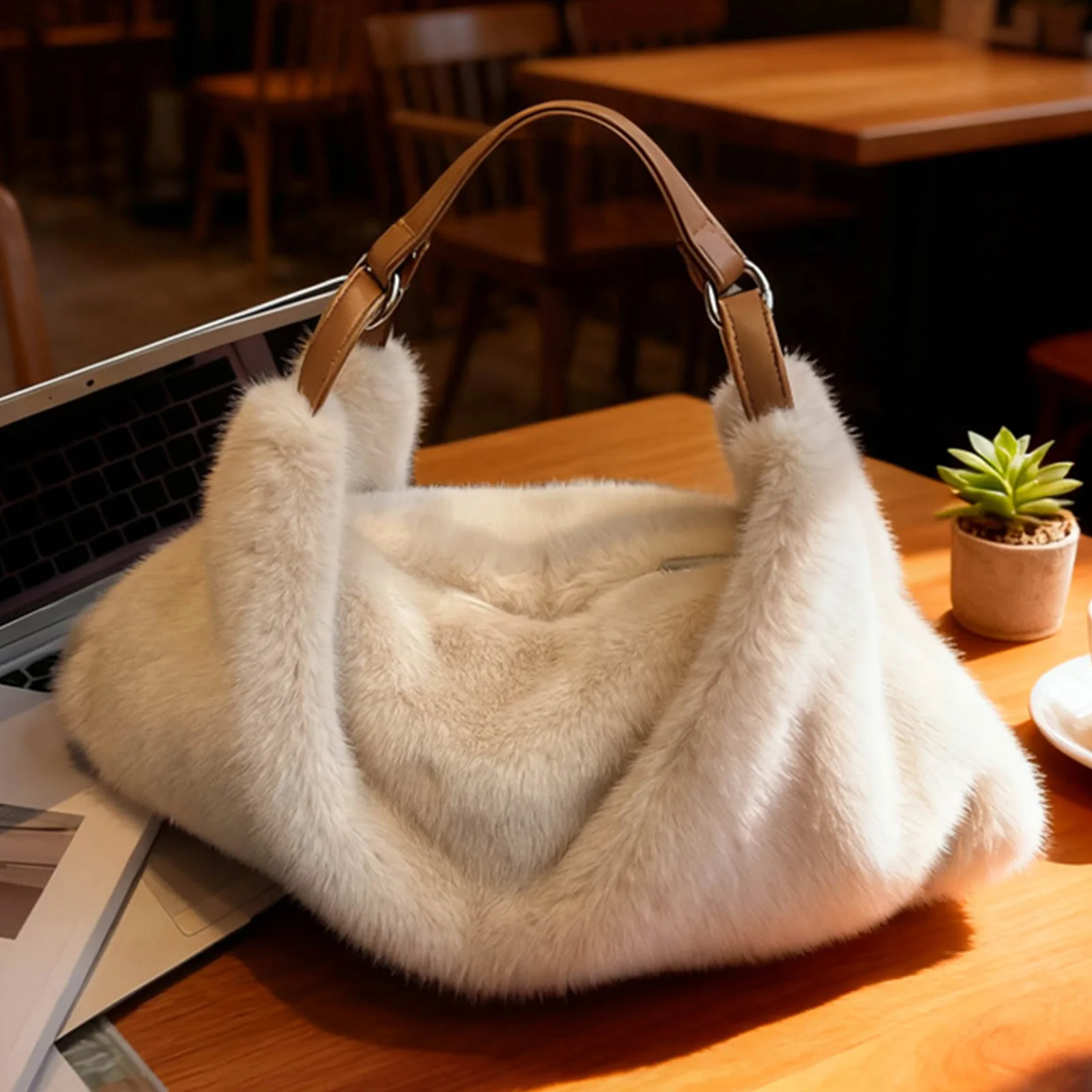 Plush Underarm Bag Large Capacity Dumpling Bags for Women Travel Shopping Everyday Use