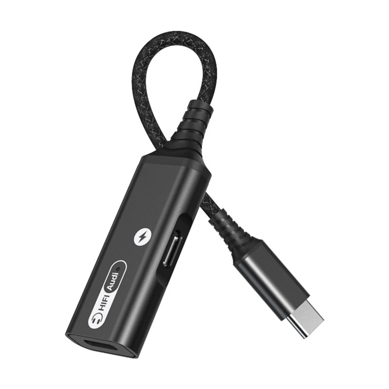 2 in 1 Aux 오디오 케이블(유형 PD 60w 충전 어댑터 포함) 휴대 전화 변환기 P8DC용 USB  3.5mm 잭 분배기