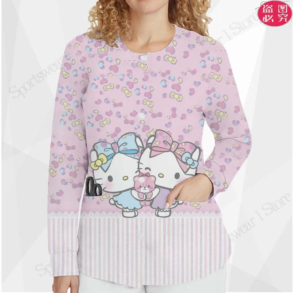 Fashion Cardigan Women Clothes Nurse Uniform Tops Casual Clothing Round Neck Women's Autumn Clothes Doctor's Coat OuterwearsFash