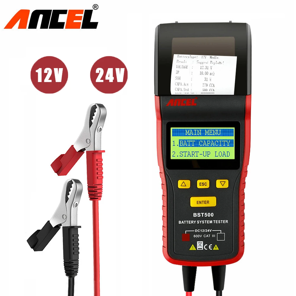 

Ancel BST500 12V 24V Car Battery Tester With Thermal Printer Car Heavy Duty Truck Battery Analyzer Battery Test Diagnostic Tool