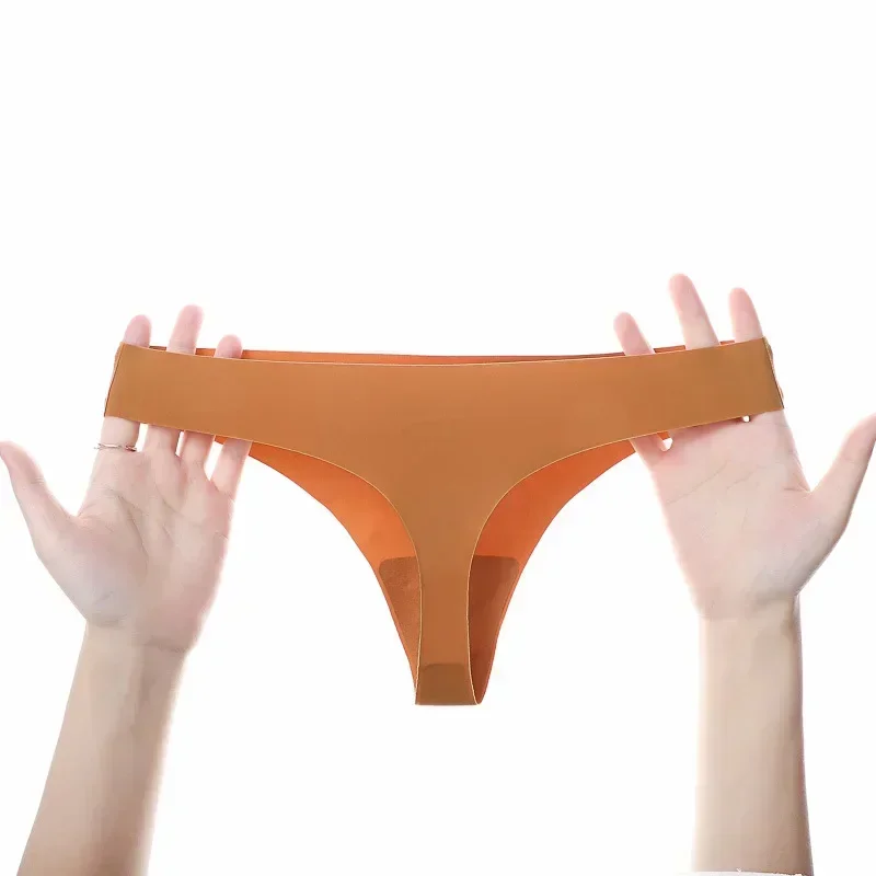 Women's Panties Seamless V-Cut Underwear Breathable Lingerie Soft Silk Satin Woman Briefs Sport Comfort Underpants S-XXL