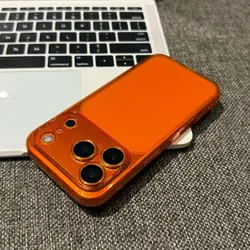 Crystal Clear Shockproof Silicone TPU Phone Case - Soft, Durable, and Protective Bumper Cover - iPhone 14 Pro (Orange)