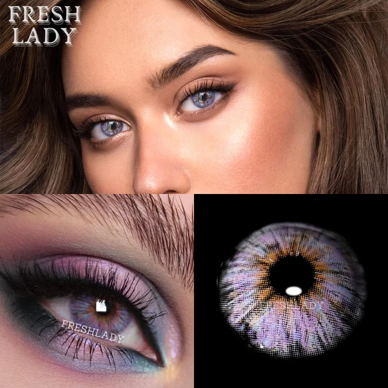 UYAAI Color Contact Lenses Monet Series Green Purple Lens Yearly 1Pair Colored Soft Beauty Makeup Natural Pupils