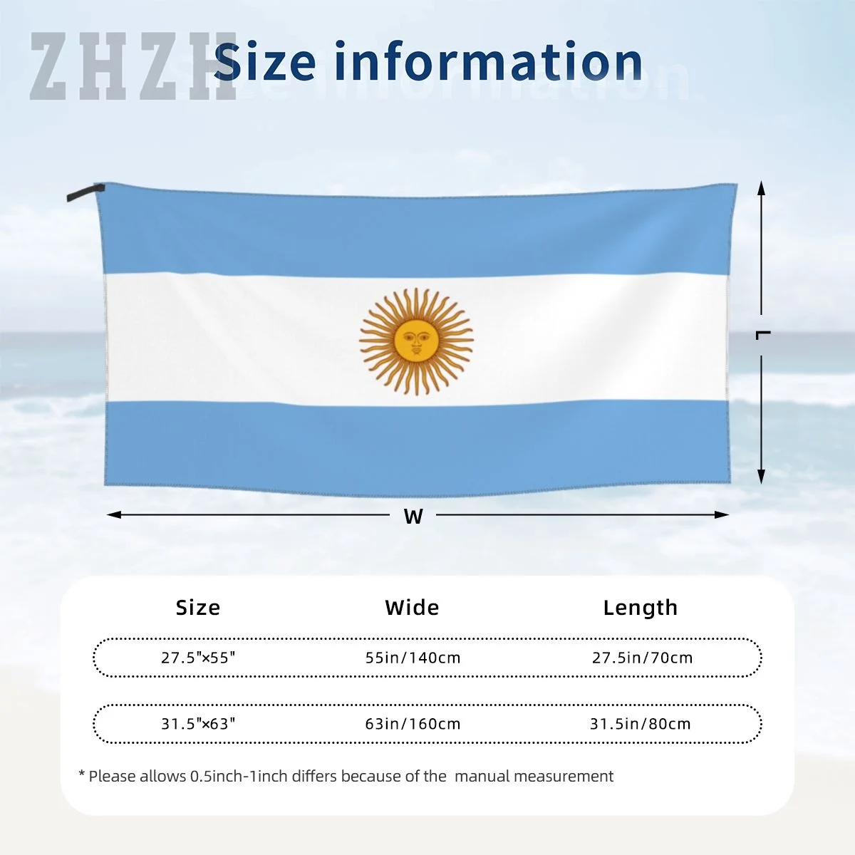 More Design Argentina Flag Emblem Bath Towel Quick dry Microfiber Absorbing Soft Water Breathable Beach Swimming Bathroom 6