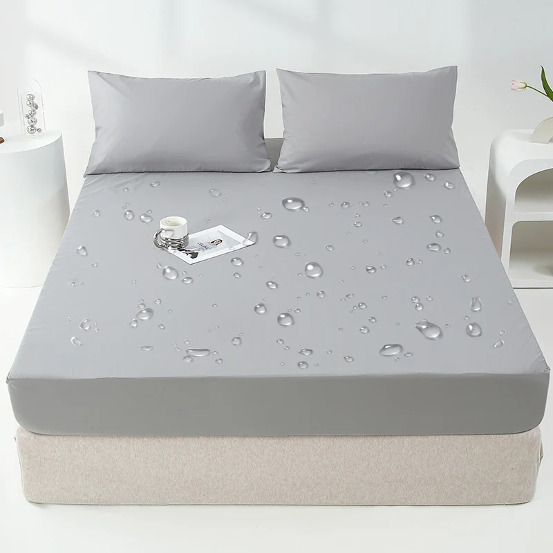 

Waterproof Brushed Bed Cover Skin-friendly Antibacterial Bed Sheet Anti-slip Fitted Sheet Bed Room Decor Mattress Pad Protector