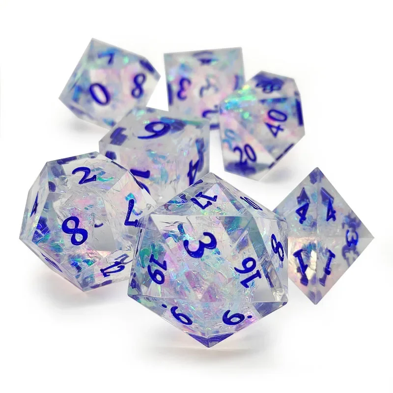 New Upscale Resin Transparent Sharp Corner Dice Set D4 D6 D8 D10 D% D12 D20 Polyhedral Dice For Table Games Role Playing Game
