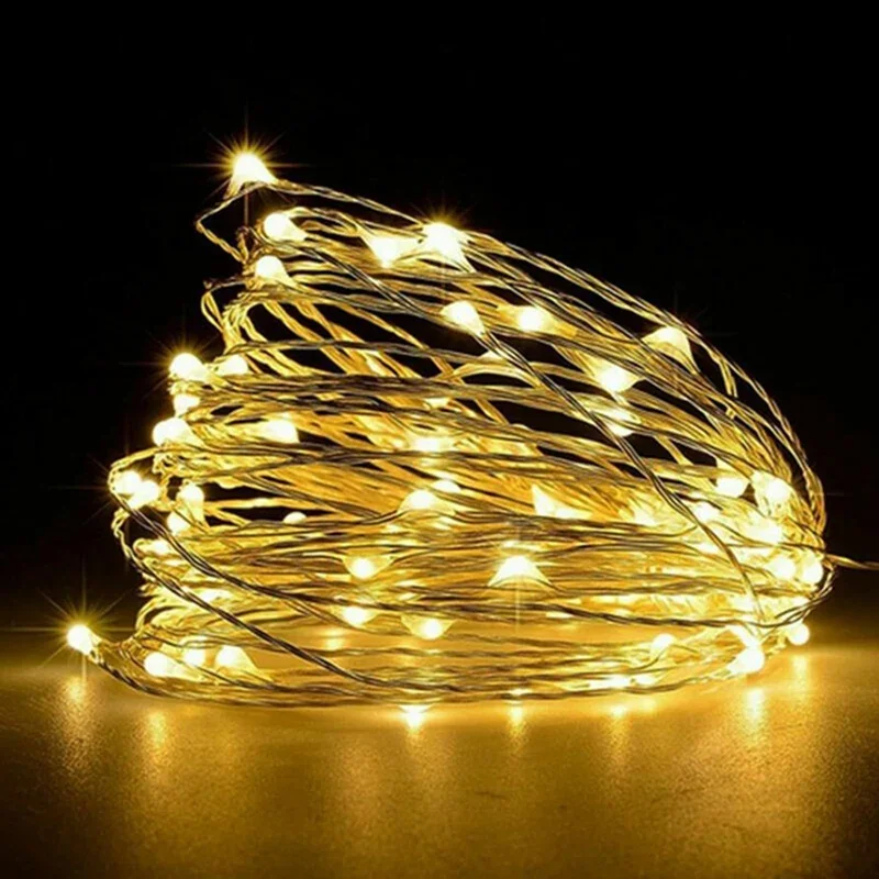 thumbnail image 1 of paquete de cadena de luces LED de alambre de cobre de 1/2/3/5/10 m con pilas para decoración de dormitorio, jardín, fiesta y boda, 1 of 5